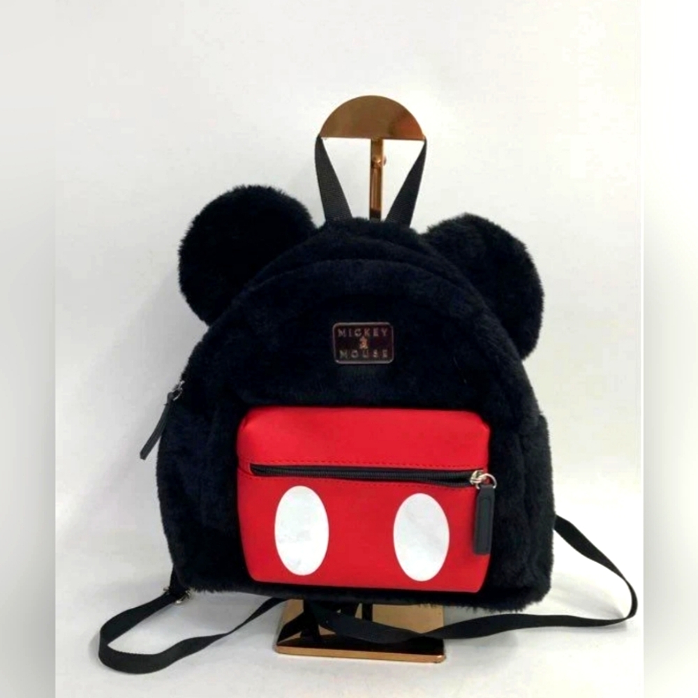 Disney Bioworld Mickey Minnie Mouse Black & Red Ears  Backpack Purse Handbag